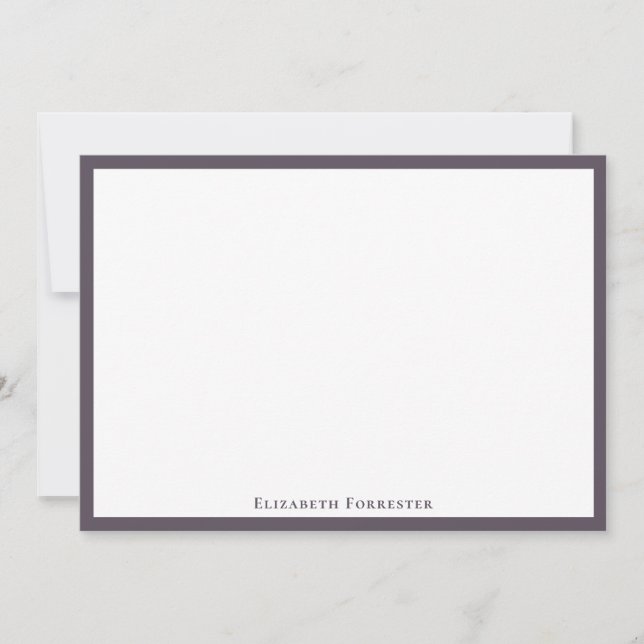 Elegant Modern Graphite Border Flat Note Card (Front)