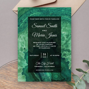 Elegant Modern Green Agate Wedding Invitation