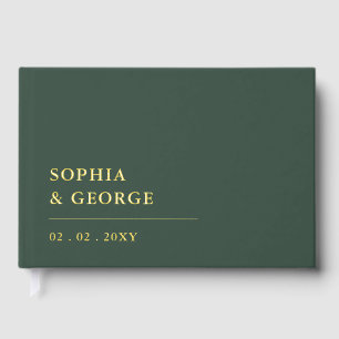 Elegant Modern Green and Gold Wedding Guest Book