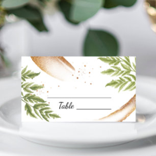 Elegant Modern Green and Gold Wedding Place Card