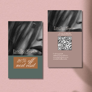 Elegant Modern Green Brown Photo Hair Studio