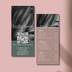 Elegant Modern Green Brown Photo Hair Studio    Rack Card