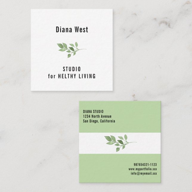 Elegant Modern Green Business Card (Front/Back)