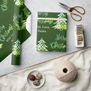 Elegant Modern Green Christmas Tree Chic Wrapping Paper