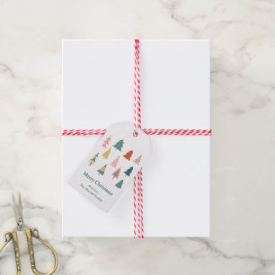 Elegant Modern Green Christmas Trees Holiday Gift Tags