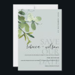 ELEGANT MODERN GREEN GREY EUCALYPTUS WATERCOLOR SAVE THE DATE<br><div class="desc">If you need any further customisation please feel free to message me on yellowfebstudio@gmail.com.</div>