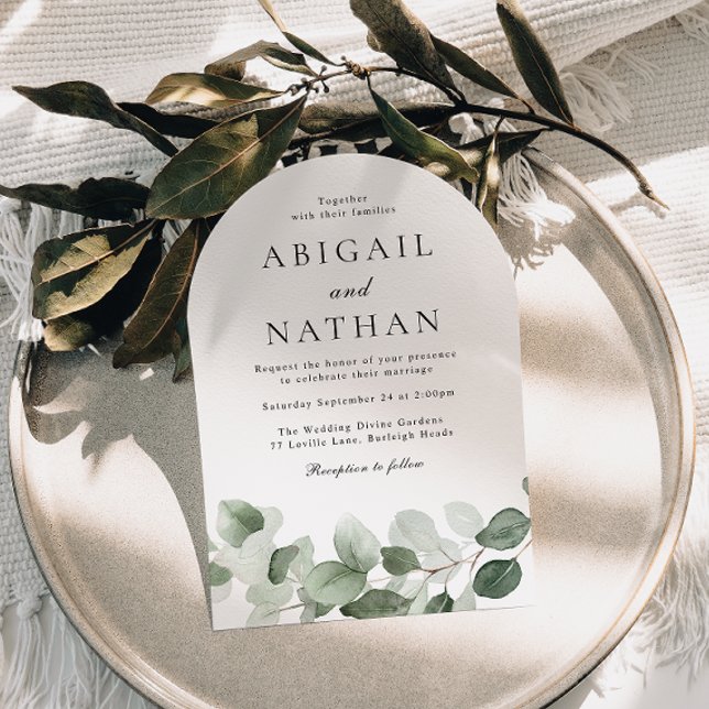 Elegant Modern Green Leaf Wedding Arch Invitation (Creator Uploaded)