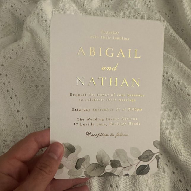 Elegant Modern Green Leaf Wedding Golden (Creator Uploaded)