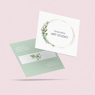 Elegant Modern Green Leaves Business Card