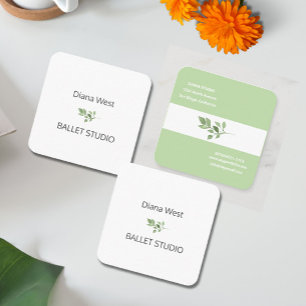 Elegant Modern Green Leaves Business Card