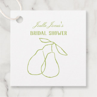 Elegant Modern Green Perfect Pear Bridal Shower Favour Tags