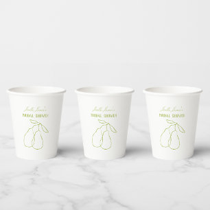Elegant Modern Green Perfect Pear Bridal Shower Paper Cups