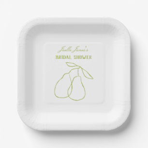 Elegant Modern Green Perfect Pear Bridal Shower Paper Plate