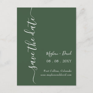 Elegant Modern Green Save the Date Announcement Postcard