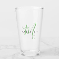 Elegant Modern Green Script Monogram