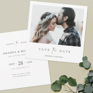 Elegant Modern Green Script Photo Wedding Save The Date