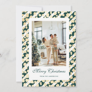 Elegant Modern Green White Photo Merry Christmas Holiday Card