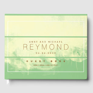 elegant modern green yellow wedding guest-book guest book