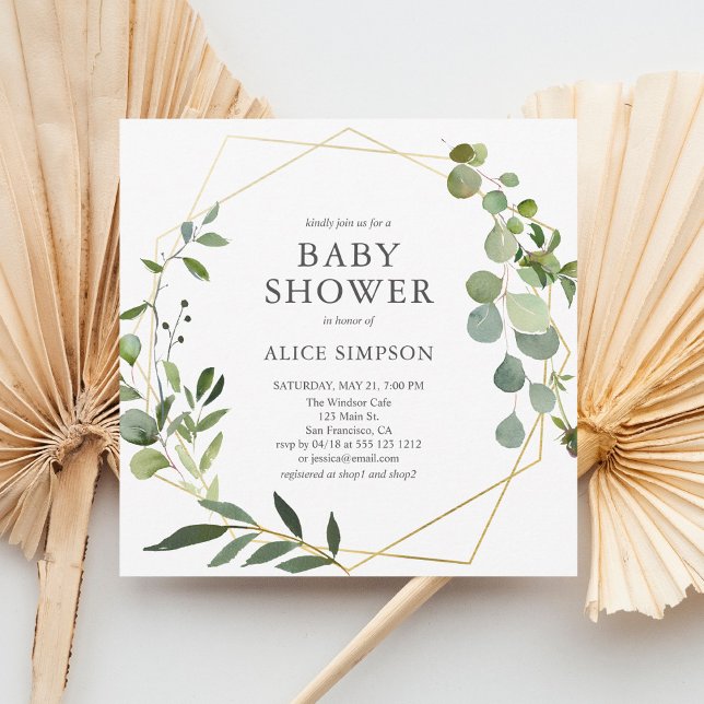 Elegant Modern Greenery Baby Shower Invitation (Creator Uploaded)