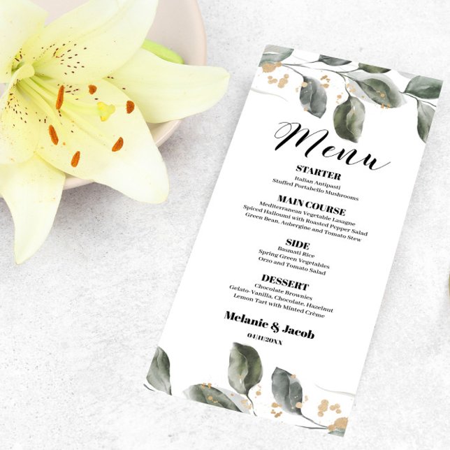Elegant Modern greenery flat Menu Card (Creator Uploaded)