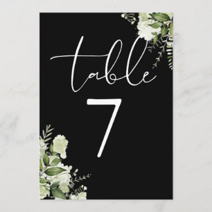Elegant Modern Greenery Floral Table Number