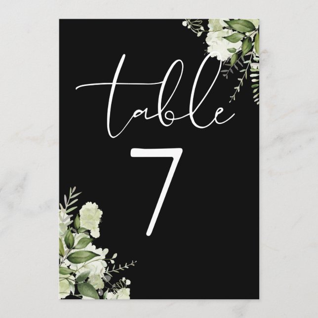 Elegant Modern Greenery Floral Table Number (Front)