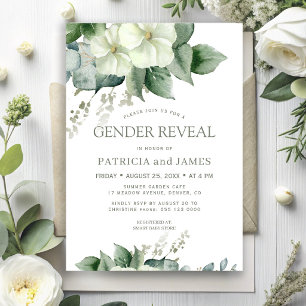 Elegant modern greenery gender reveal baby shower invitation