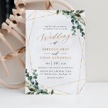 Elegant Modern Greenery Gold Wedding Invitation<br><div class="desc">This elegant Rustic Greenery Gold collection features mixed watercolor greenery botanicals,  modern calligraphy script paired with a classy serif font in black and a custom monogram on the back. Matching items available.</div>