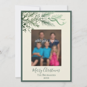 Elegant Modern Greenery John 3:16 Photo Christmas Holiday Card