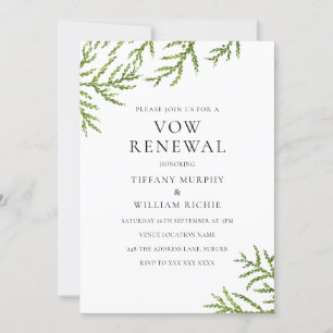 Elegant Modern Greenery Vow Renewal Invite
