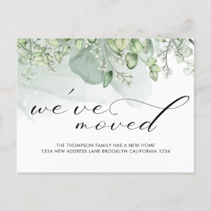 Elegant Modern Greenery We've Moved Moving Announcement Postcard