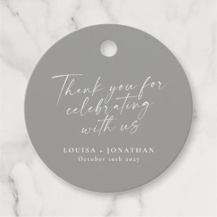 Elegant Modern Grey Trendy Script Custom Thank You Favour Tags