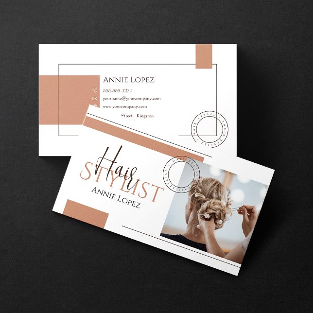 Elegant Modern Hair Stylist Hair Dresser Salon Business Card (Creator Uploaded)