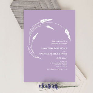 Elegant Modern Hand Drawn Lavender Wedding Invitation