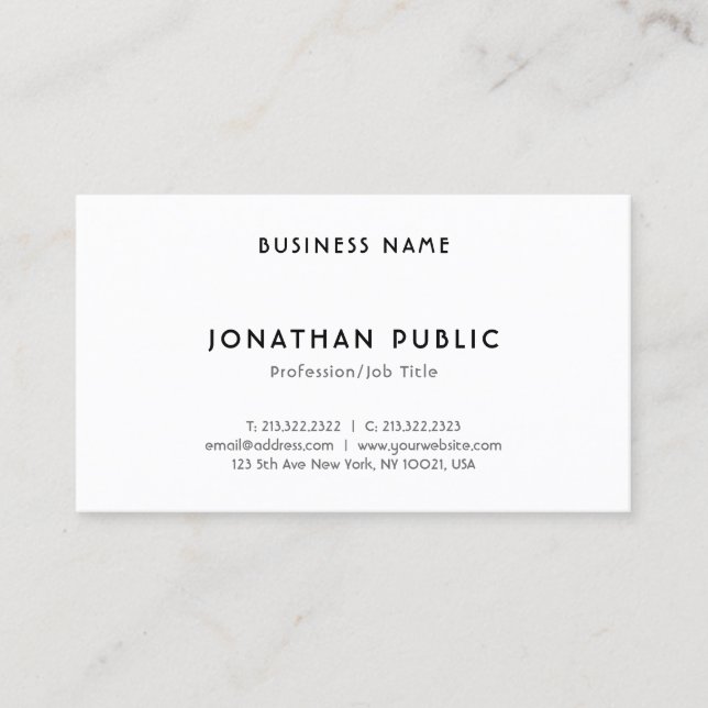 Elegant Modern Hand Script Font Sleek Plain Chic Business Card (Front)