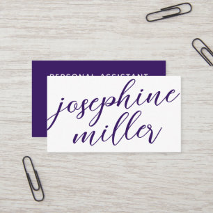 Elegant Modern Hand Writing Deep Purple Business Card