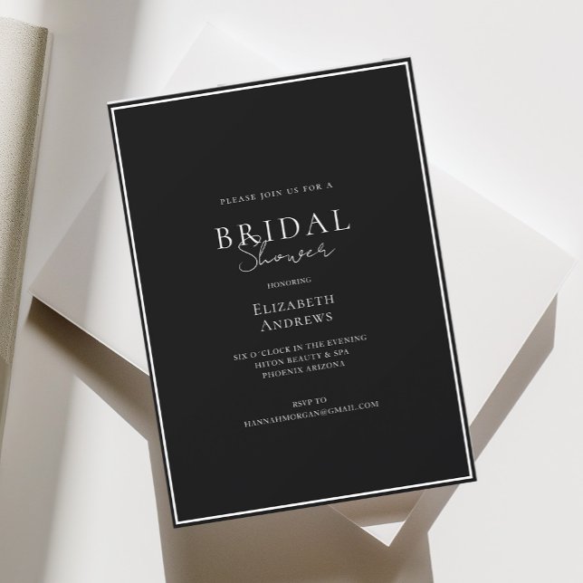 Elegant, Modern, Handwriting, Black Bridal Shower  Invitation (Creator Uploaded)
