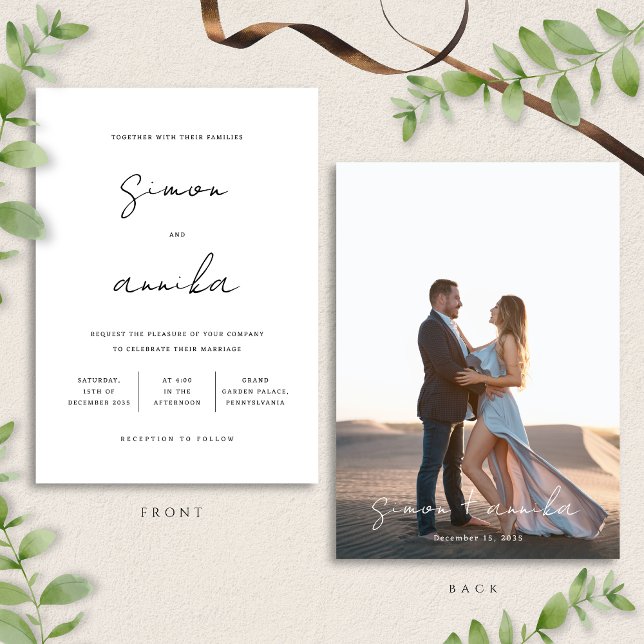 Elegant Modern Handwriting Font Photo Wedding Invitation (Creator Uploaded)