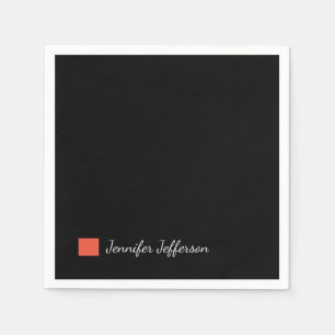Elegant Modern Handwriting Plain Black Napkin