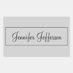 Elegant Modern Handwriting Plain Professional Gray Rectangular Sticker