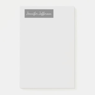 Elegant Modern Handwriting Plain Professional Grey Post-it Notes