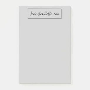 Elegant Modern Handwriting Plain Professional Grey Post-it Notes