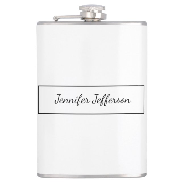 Elegant Modern Handwriting Plain Professional Hip Flask (Front)