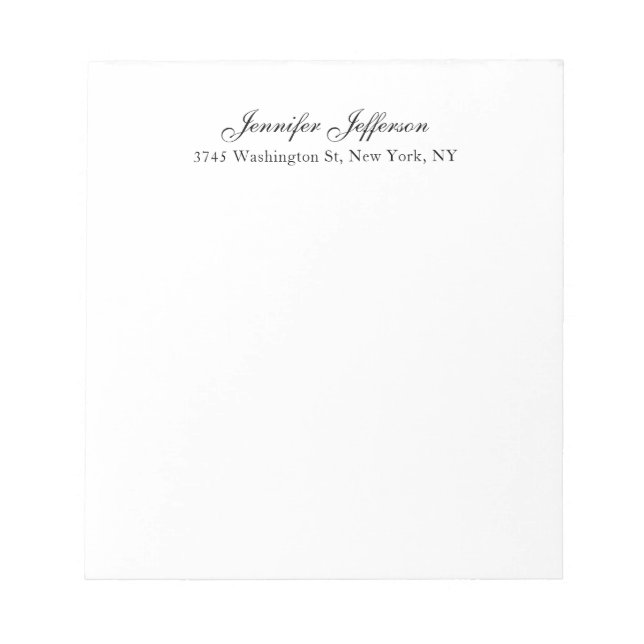 Elegant Modern Handwriting Plain Professional Notepad (Front)