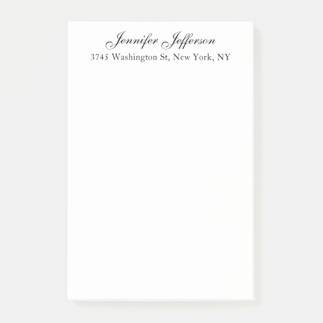 Elegant Modern Handwriting Plain Professional Post-it Notes (Front)