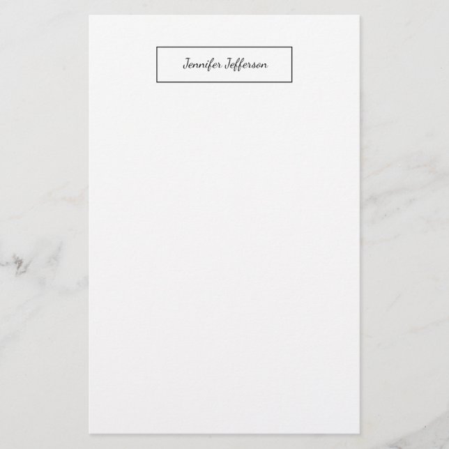 Elegant Modern Handwriting Plain Professional Stationery (Front)