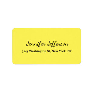 Elegant Modern Handwriting Plain Yellow Label