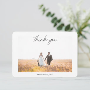 Elegant Modern Handwriting Script Wedding Photo Th Thank You Card