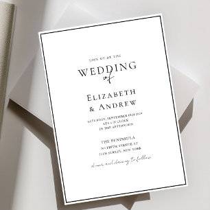 Elegant, Modern, Handwriting, White&Black Wedding Invitation
