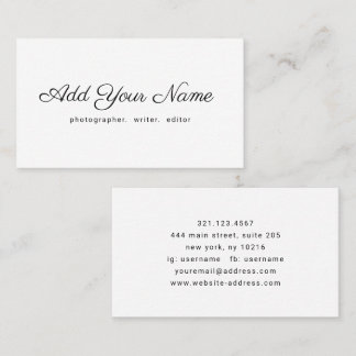 Elegant Modern Handwritten Script Calligraphy Business Card